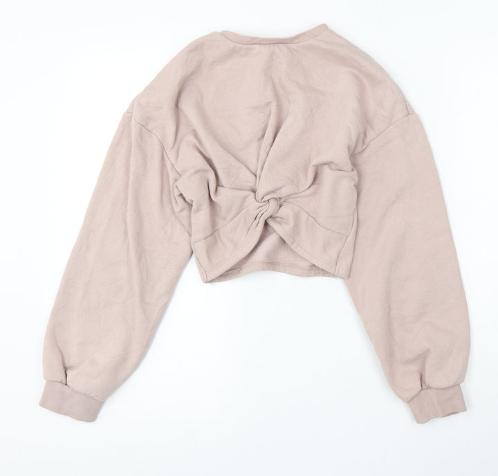 H&M Womens Pink Round Neck Cotton Pullover Jumper Size XS