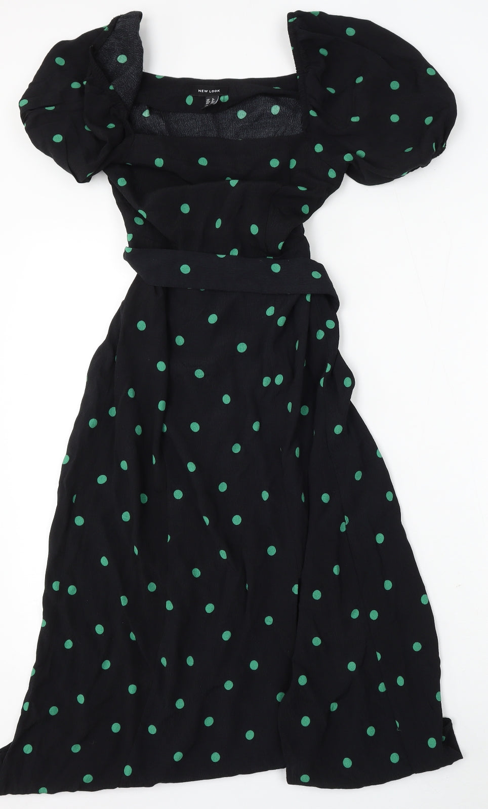 New Look Womens Black Geometric Viscose Shift Size 8 Round Neck