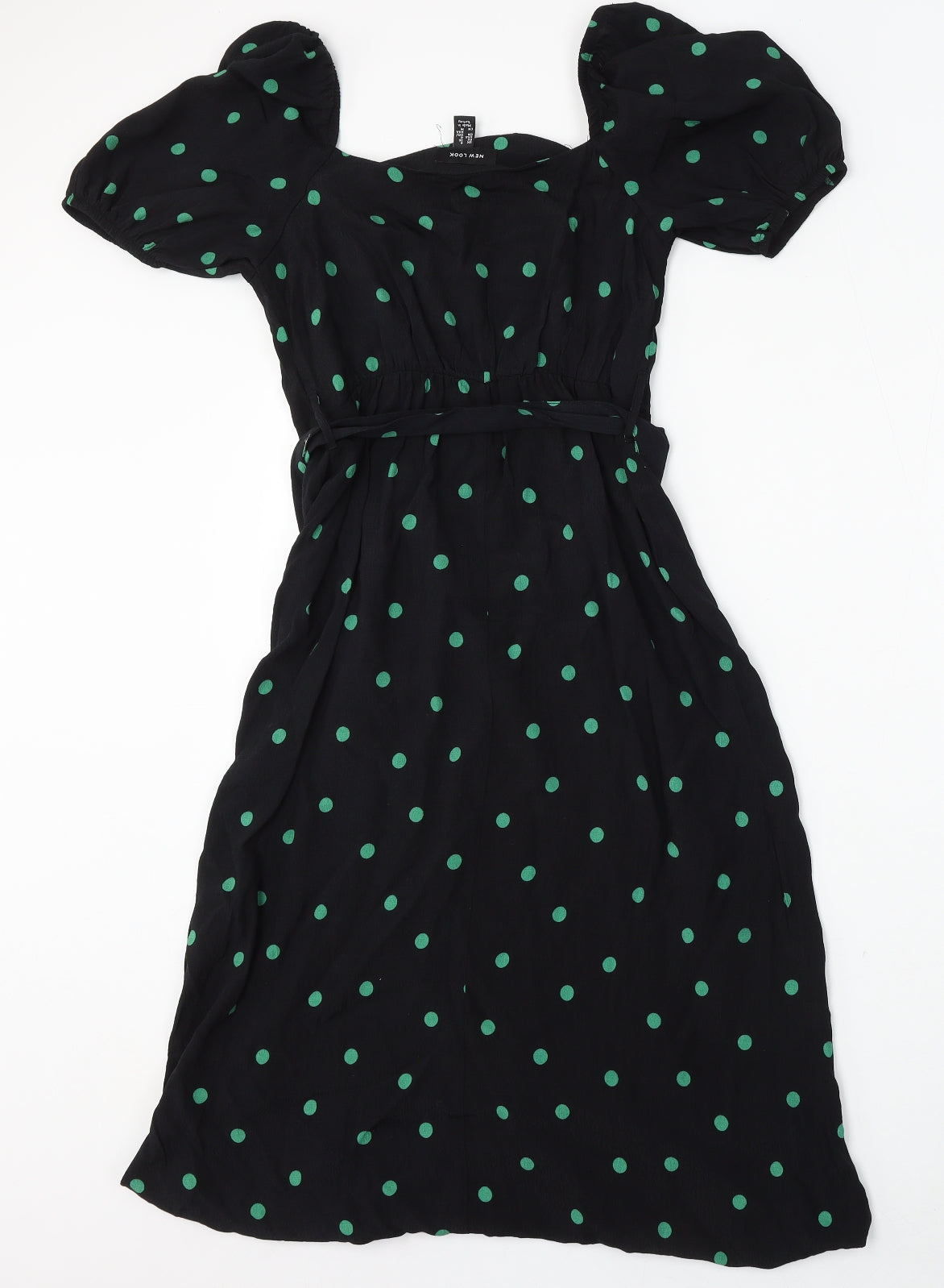 New Look Womens Black Geometric Viscose Shift Size 8 Round Neck