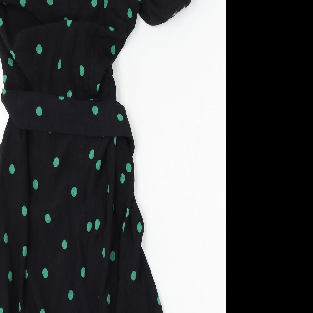 New Look Womens Black Geometric Viscose Shift Size 8 Round Neck