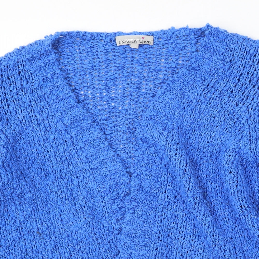 Per Una Womens Blue V-Neck Acrylic Cardigan Jumper Size 16