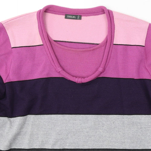 Siegel Womens Multicoloured Round Neck Striped Wool Pullover Jumper Size L