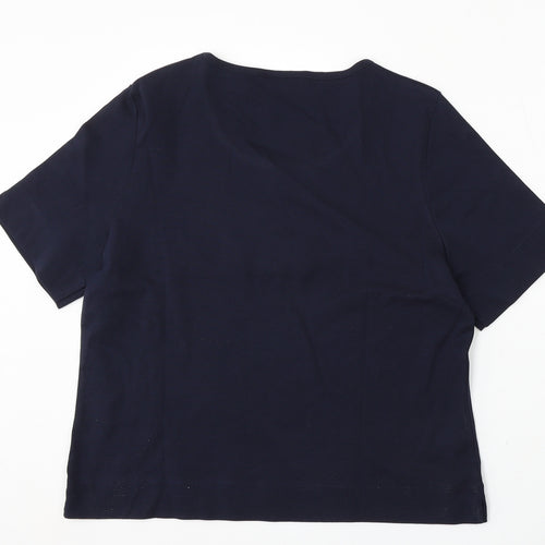CC Womens Blue Cotton Basic T-Shirt Size XL Round Neck