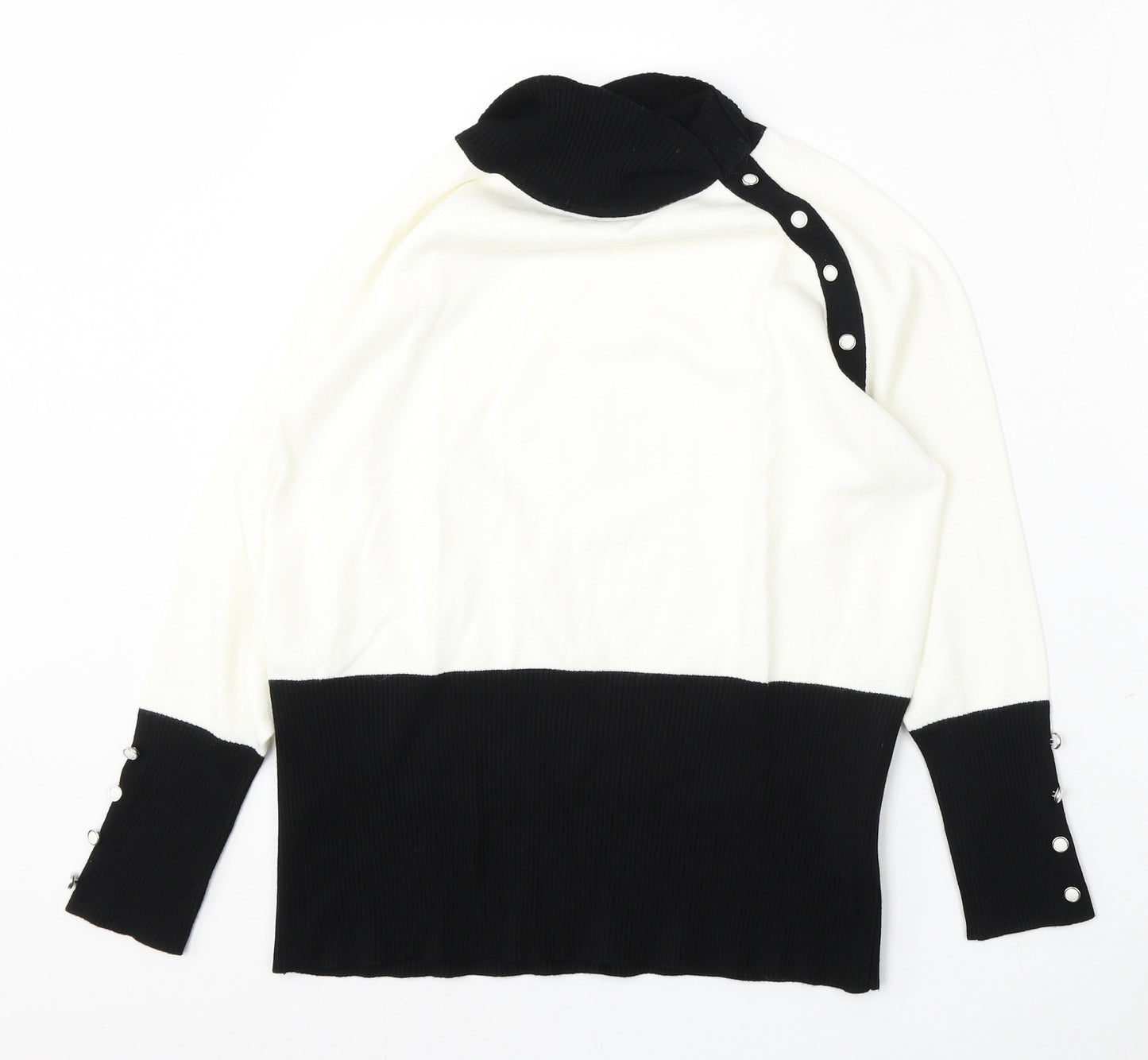 Marble Womens White Round Neck Viscose Pullover Jumper Size M