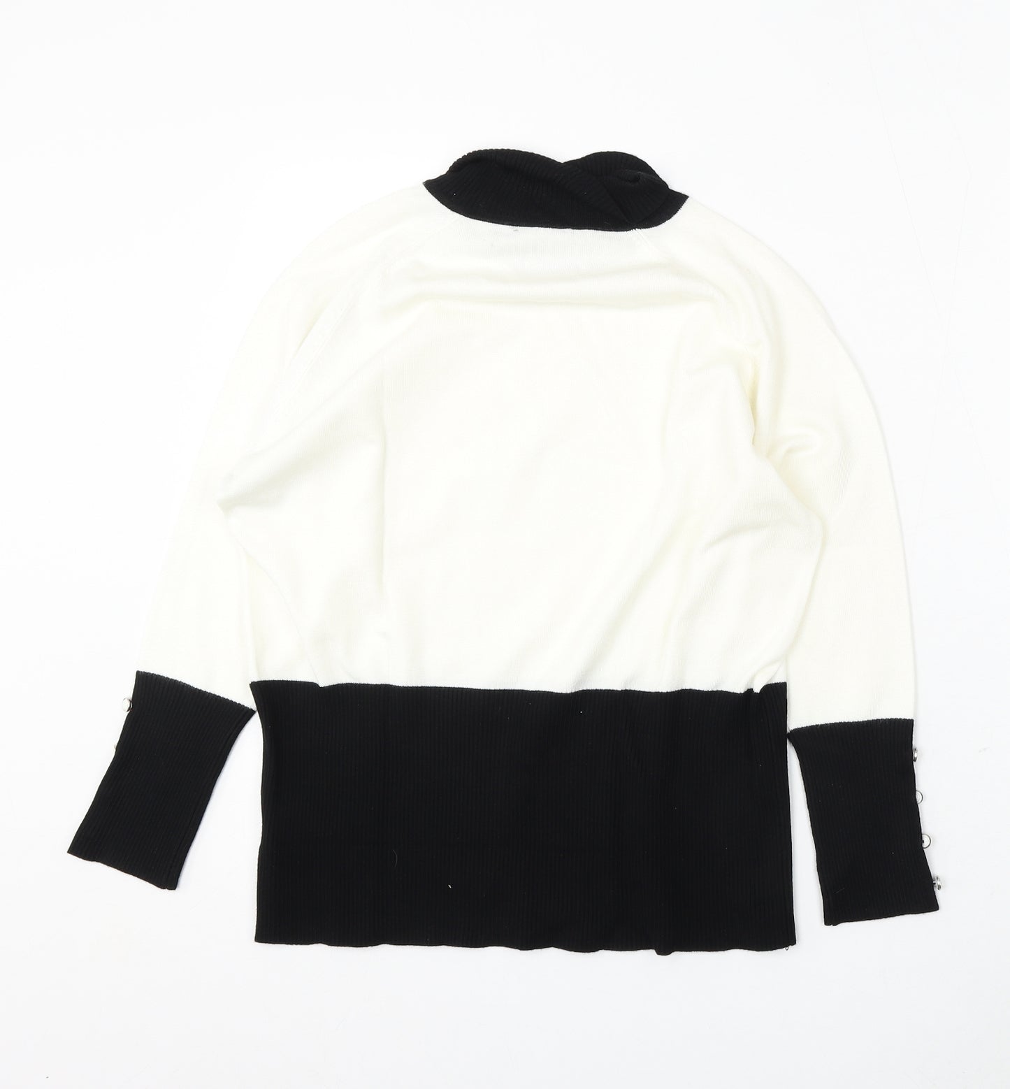 Marble Womens White Round Neck Viscose Pullover Jumper Size M