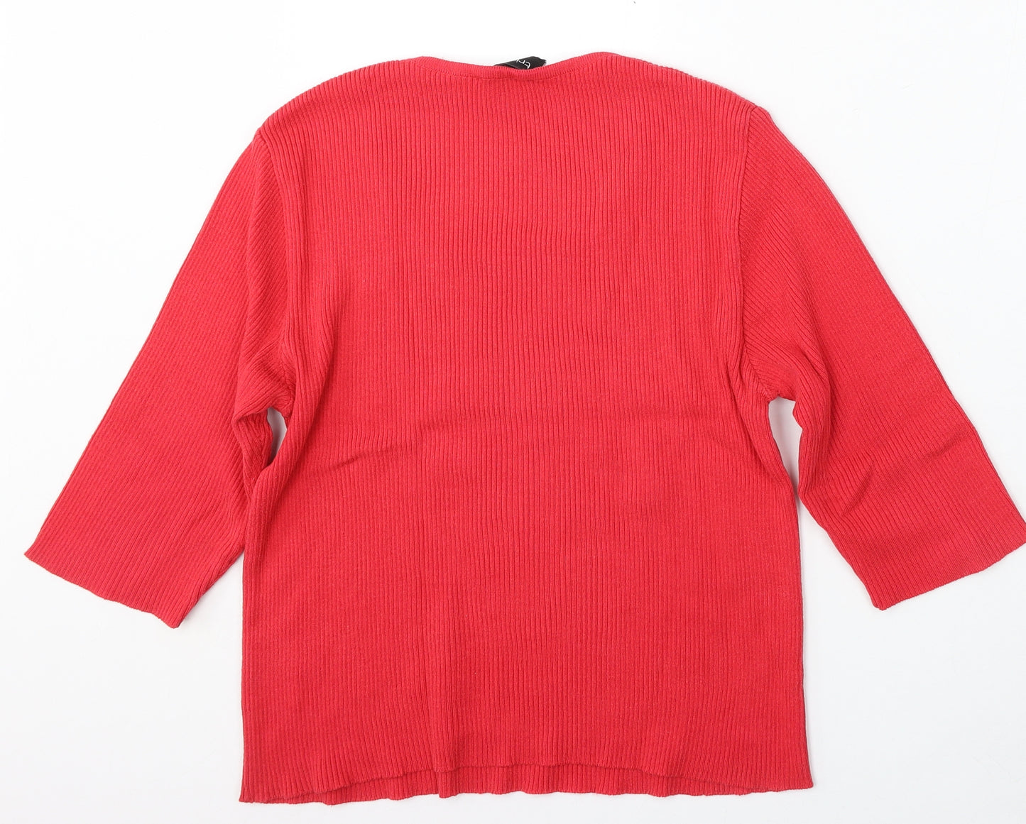 Triangle trend Womens Red Round Neck Cotton Pullover Jumper Size XL