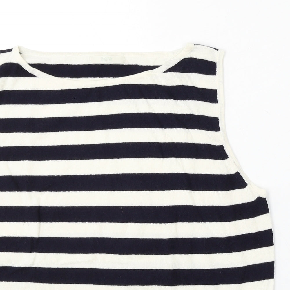 Marks and Spencer Womens Multicoloured Round Neck Striped Viscose Vest Jumper Size 20