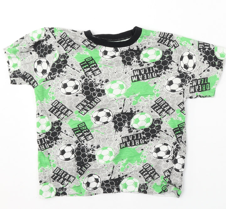 Kids Boys Multicoloured Geometric Cotton Basic T-Shirt Size 9-10 Years Round Neck - football