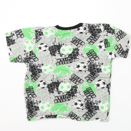 Kids Boys Multicoloured Geometric Cotton Basic T-Shirt Size 9-10 Years Round Neck - football