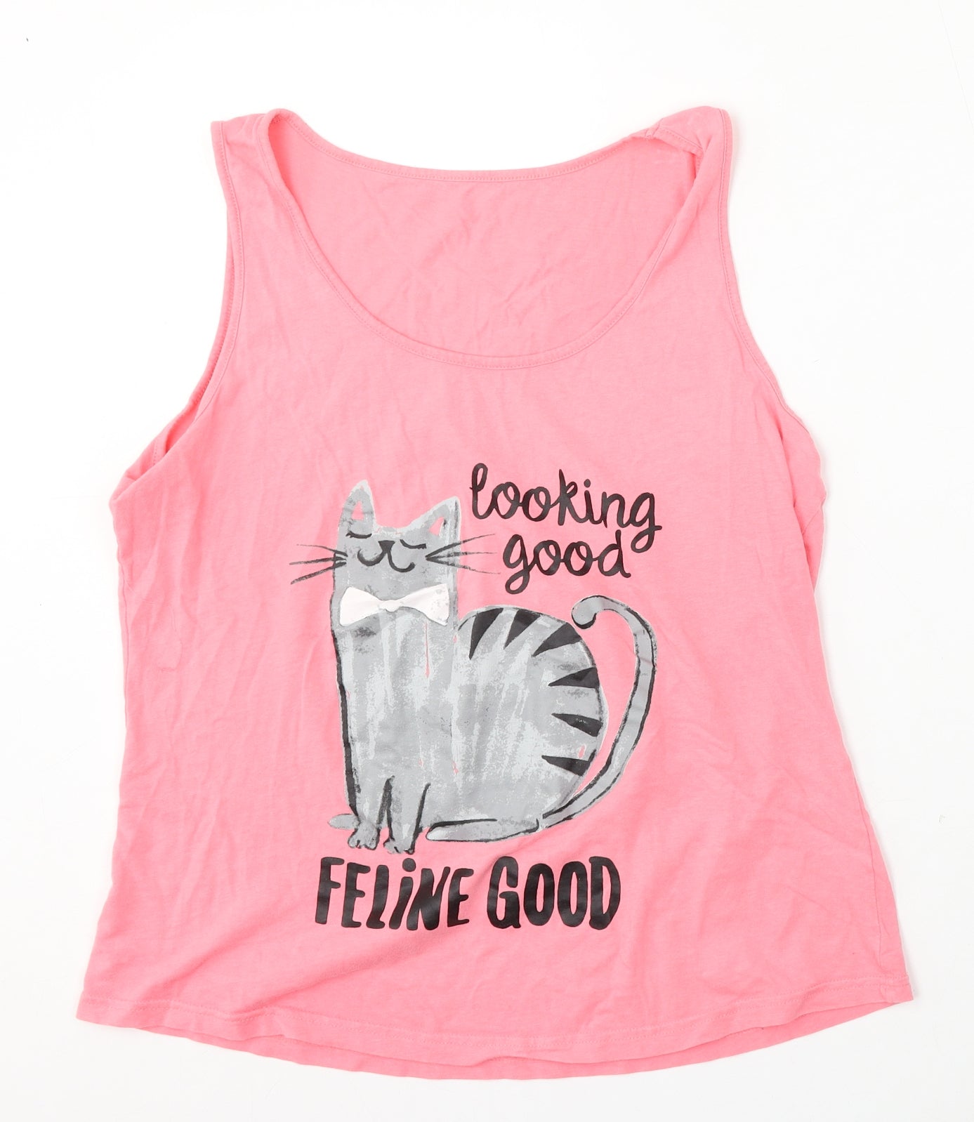 George Womens Pink Cotton Basic Tank Size 12 Round Neck