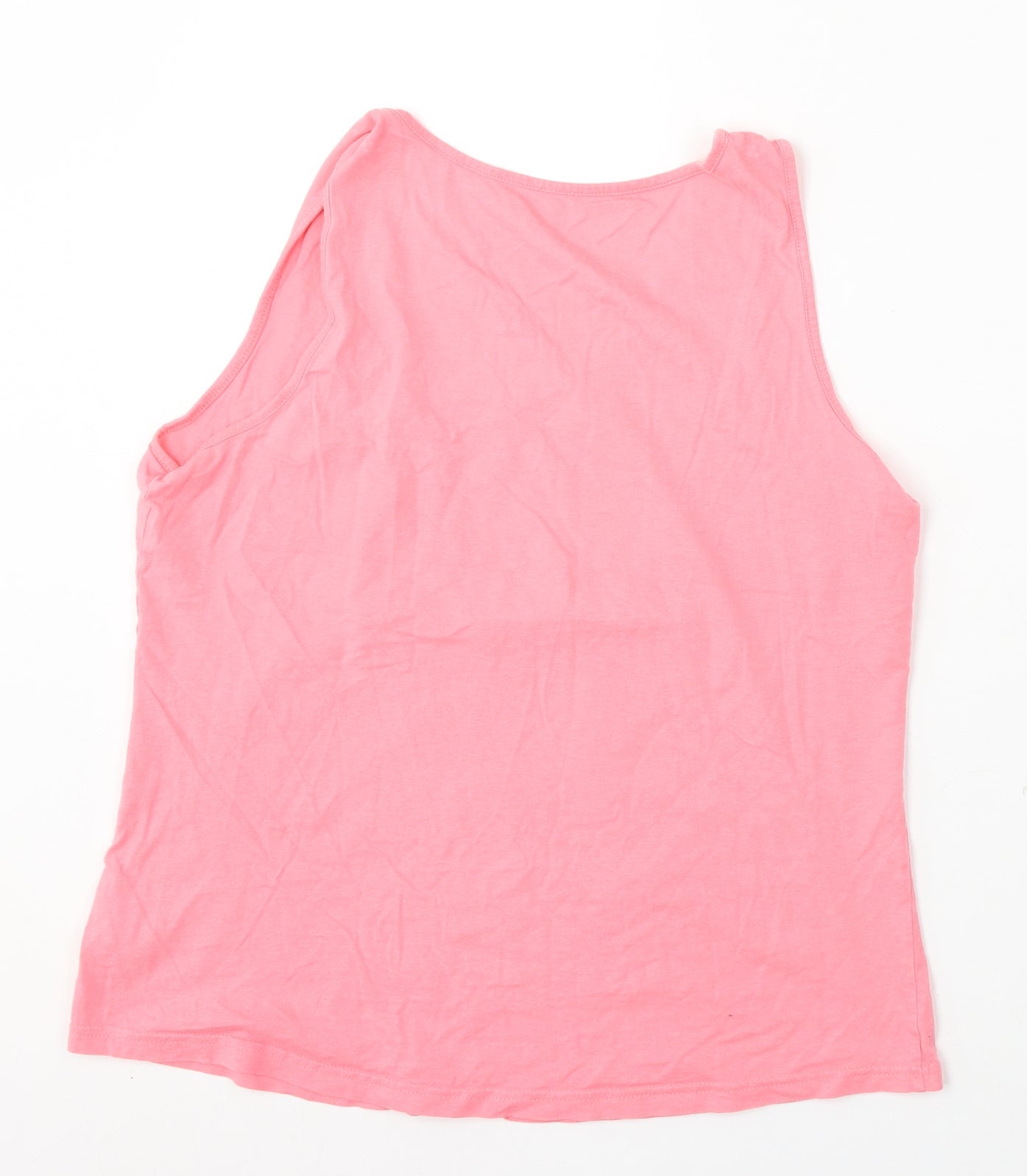 George Womens Pink Cotton Basic Tank Size 12 Round Neck