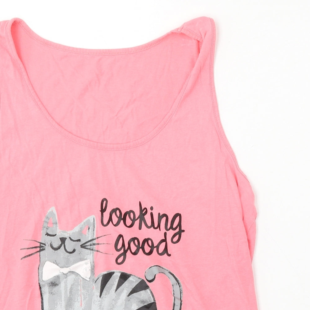 George Womens Pink Cotton Basic Tank Size 12 Round Neck