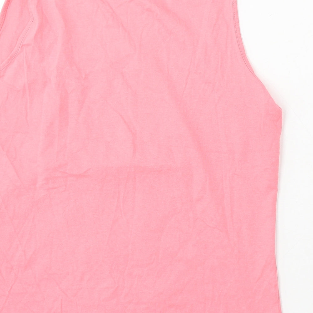 George Womens Pink Cotton Basic Tank Size 12 Round Neck