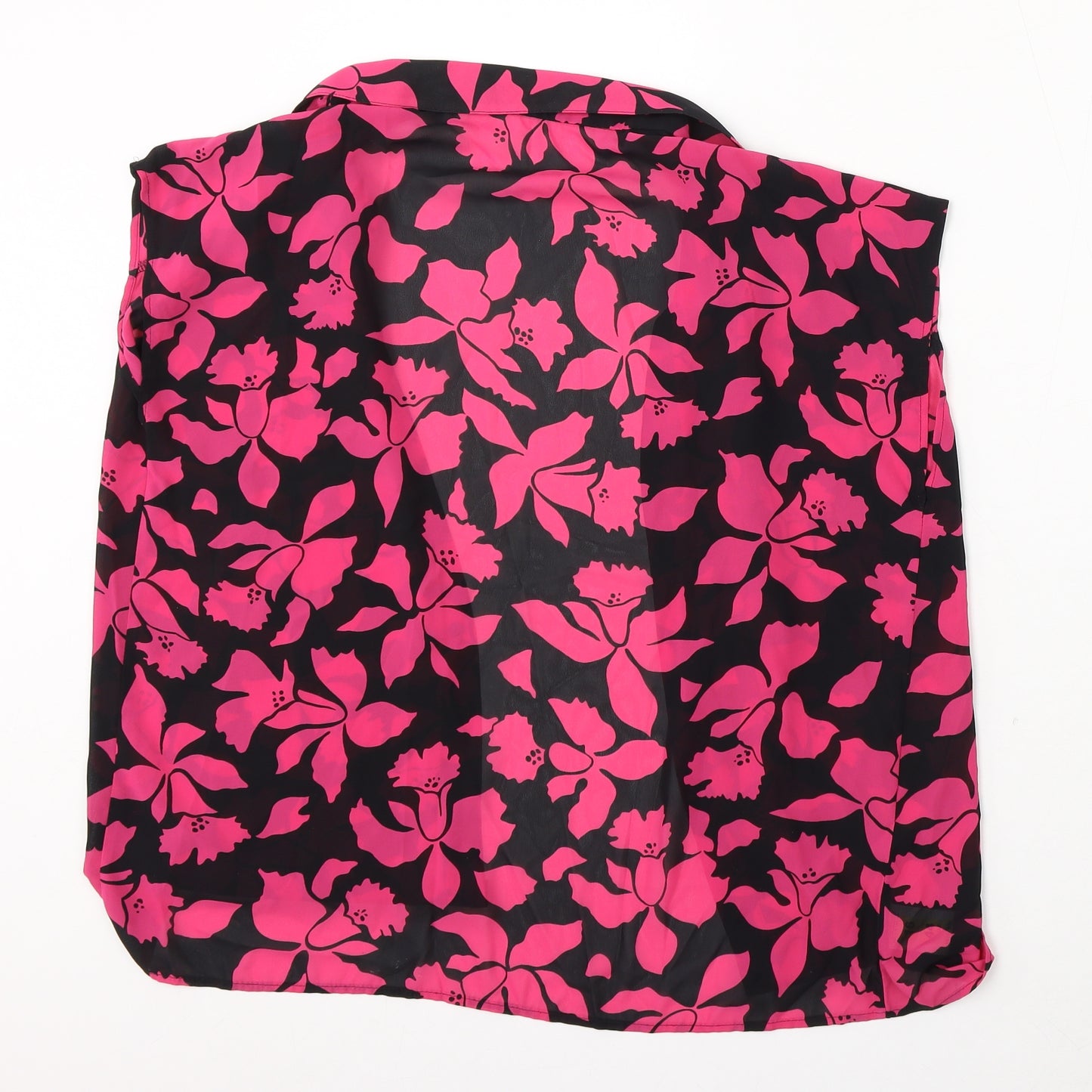 St Michael Womens Pink Floral Polyester Basic Blouse Size 16 Collared