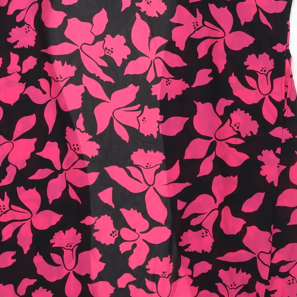 St Michael Womens Pink Floral Polyester Basic Blouse Size 16 Collared