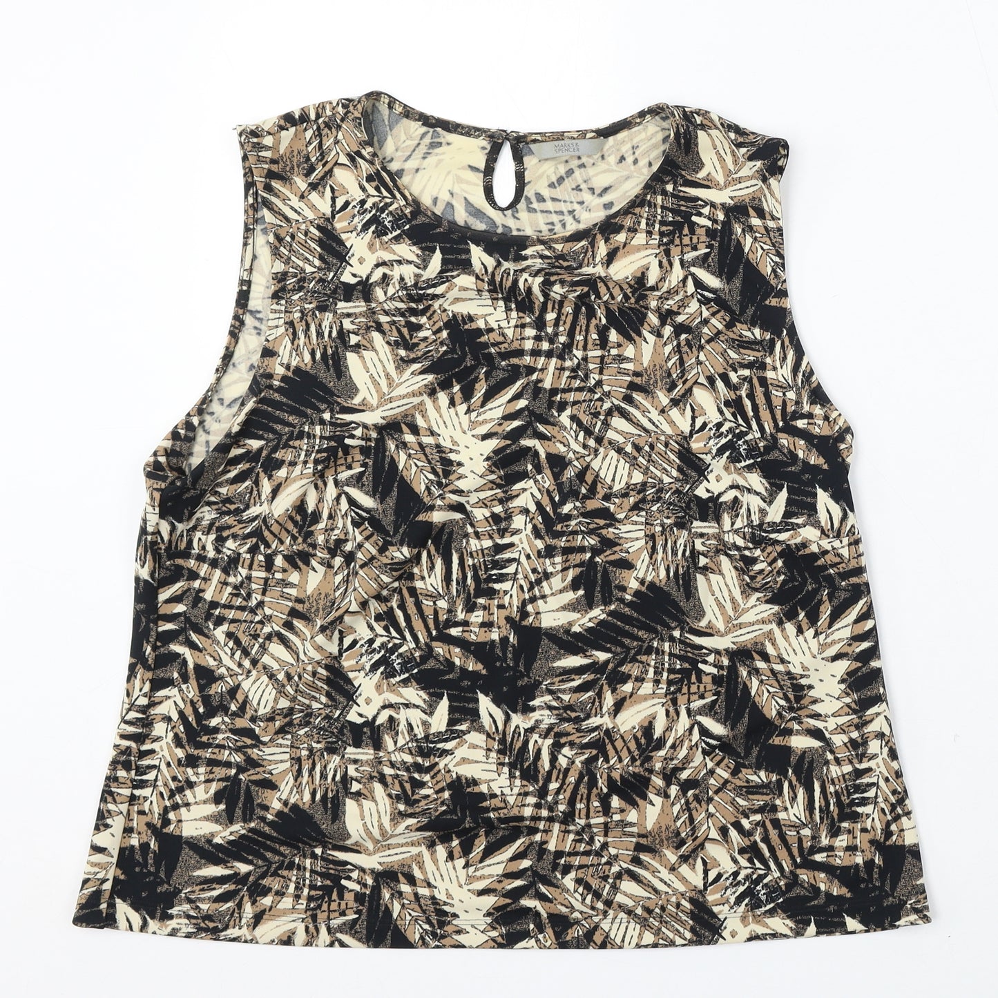 Marks and Spencer Womens Multicoloured Floral Polyester Basic Tank Size 18 Round Neck