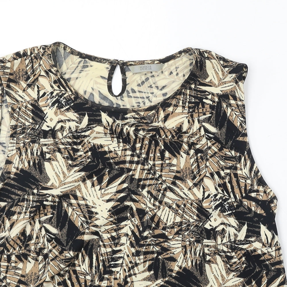 Marks and Spencer Womens Multicoloured Floral Polyester Basic Tank Size 18 Round Neck