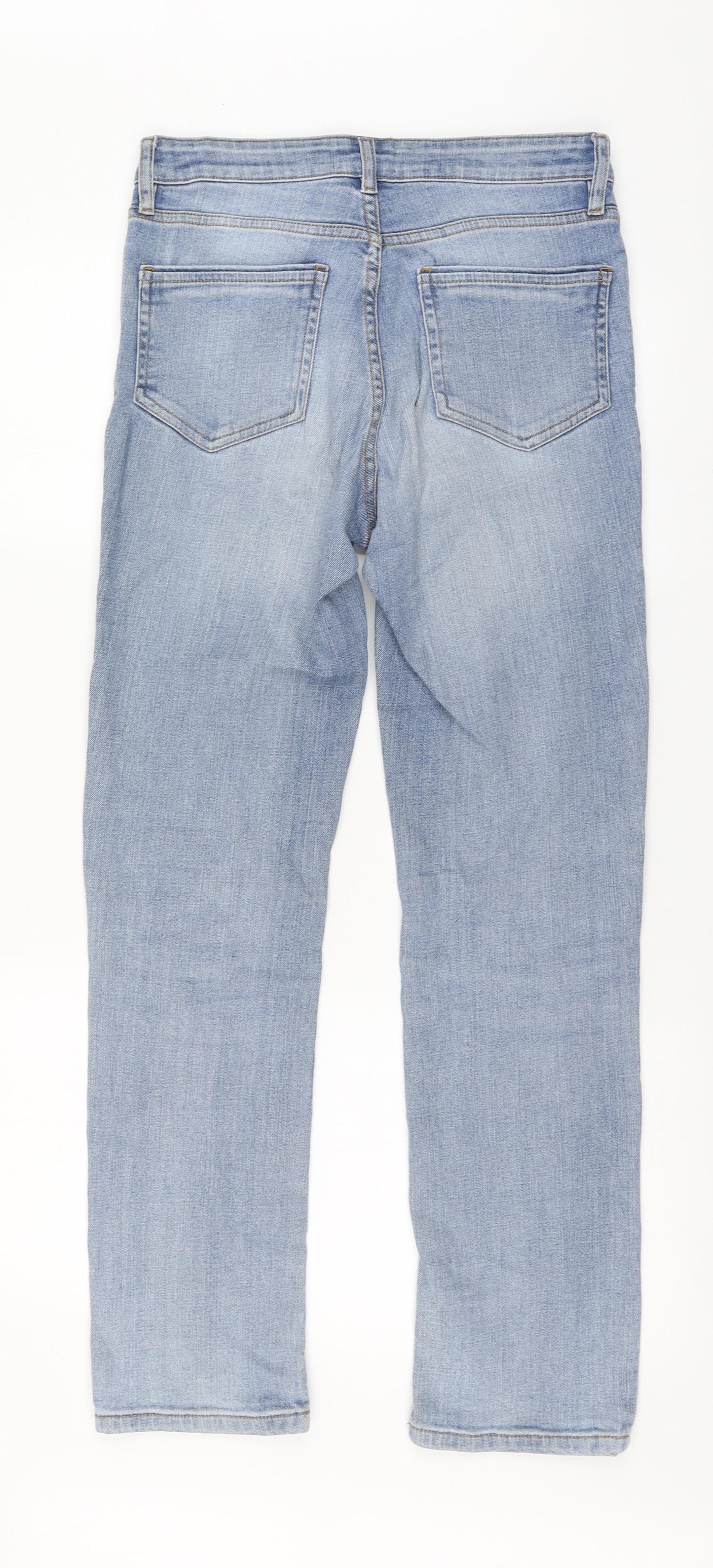 F&F Womens Blue Cotton Straight Jeans Size 10 L28 in Regular