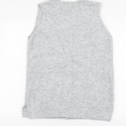 George Womens Grey V-Neck Acrylic Tunic Jumper Size S