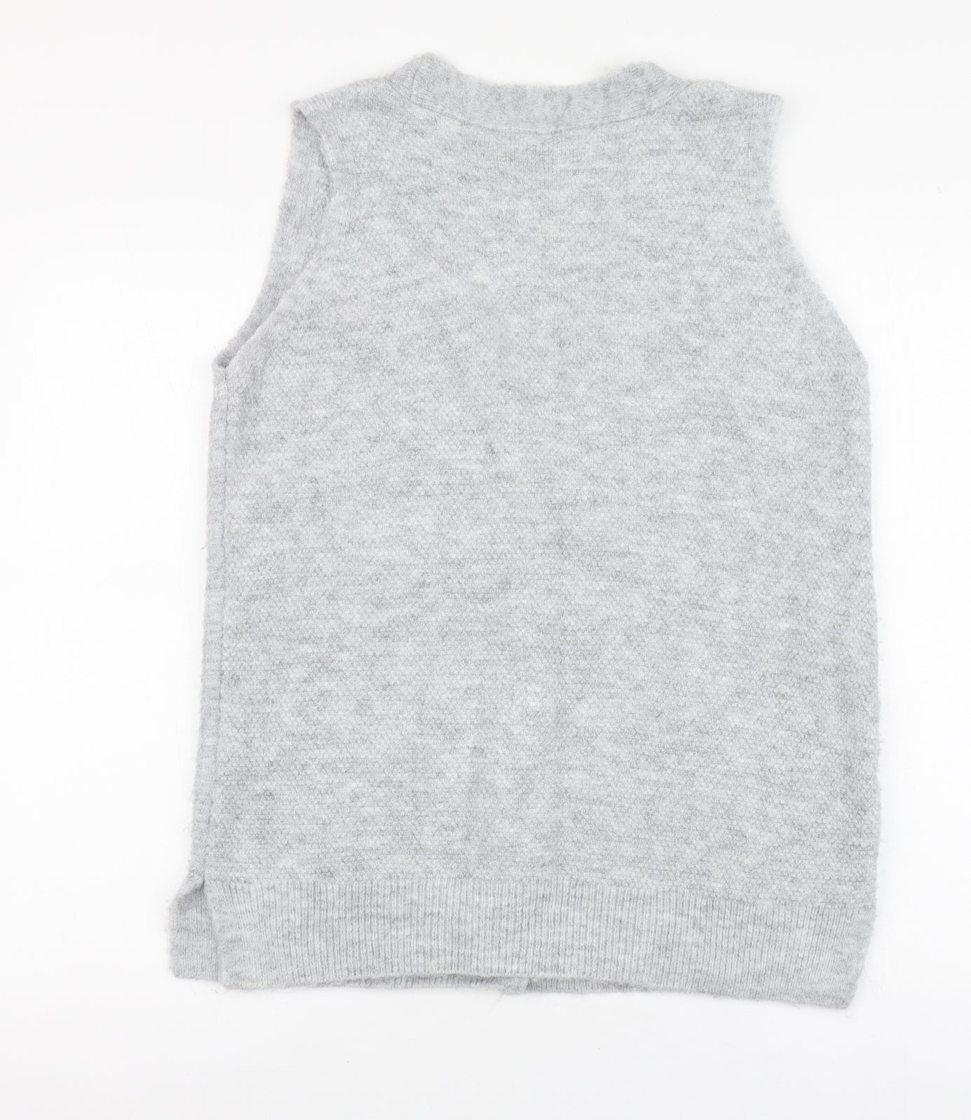 George Womens Grey V-Neck Acrylic Tunic Jumper Size S