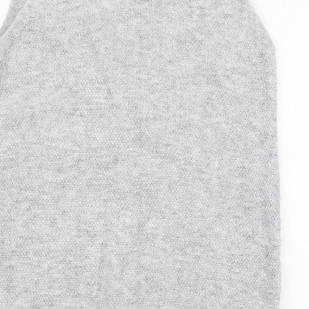 George Womens Grey V-Neck Acrylic Tunic Jumper Size S