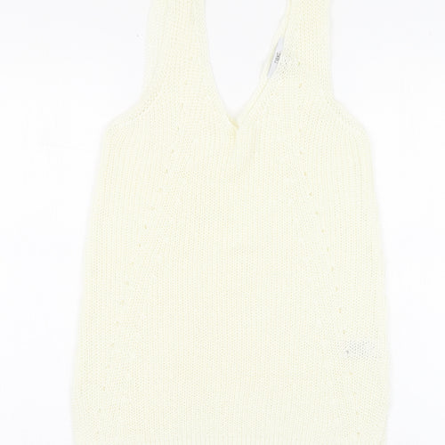 NEXT Womens Ivory Acrylic Basic T-Shirt Size 10 Round Neck