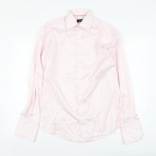 Eton Mens Pink Striped Cotton Button-Up Size 15 Collared