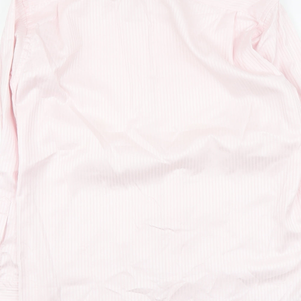 Eton Mens Pink Striped Cotton Button-Up Size 15 Collared