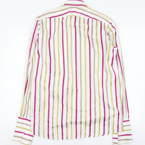 Duchamp Mens Multicoloured Striped Cotton Button-Up Size 15 Collared
