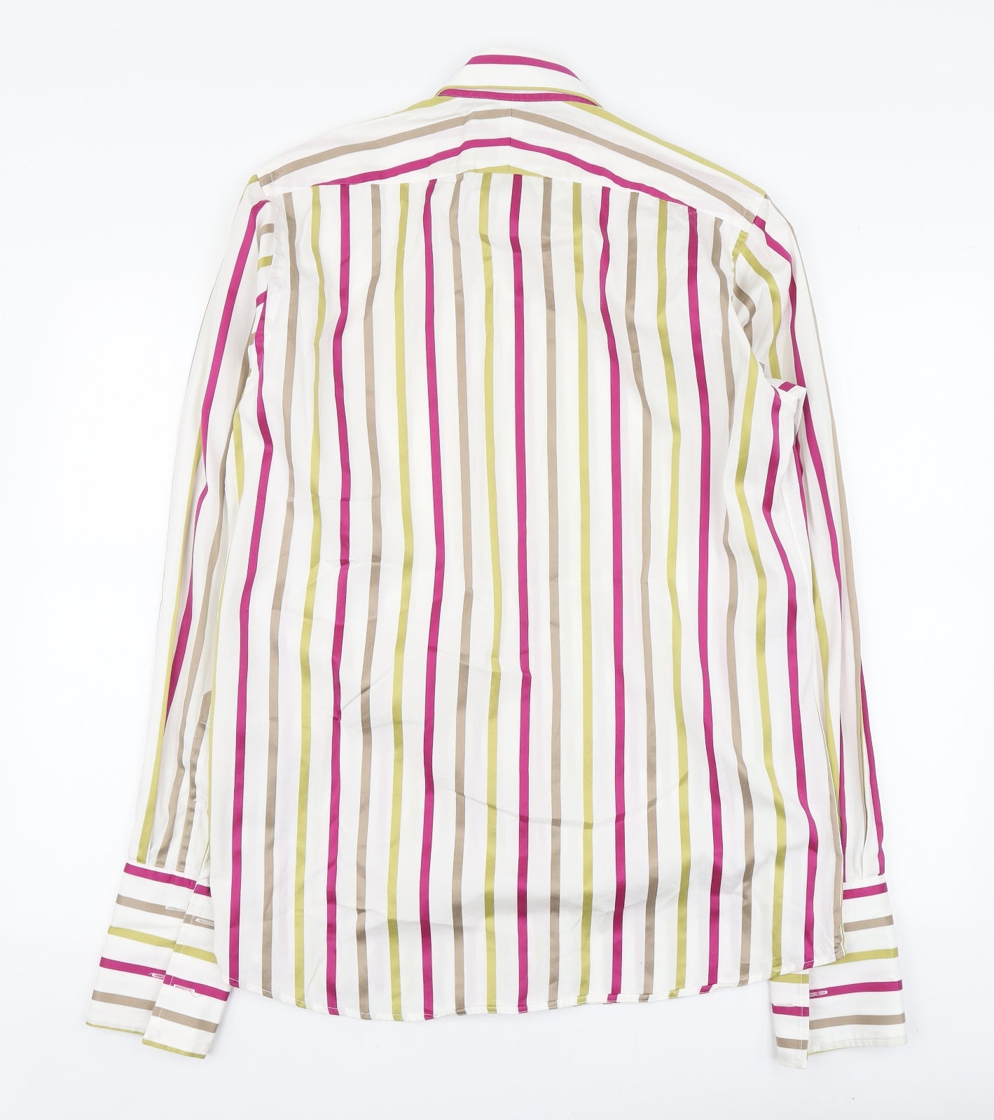 Duchamp Mens Multicoloured Striped Cotton Button-Up Size 15 Collared