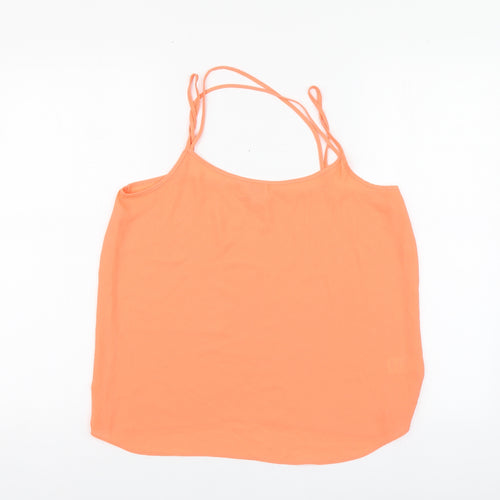 Papaya Womens Orange Polyester Basic Blouse Size 12 Round Neck