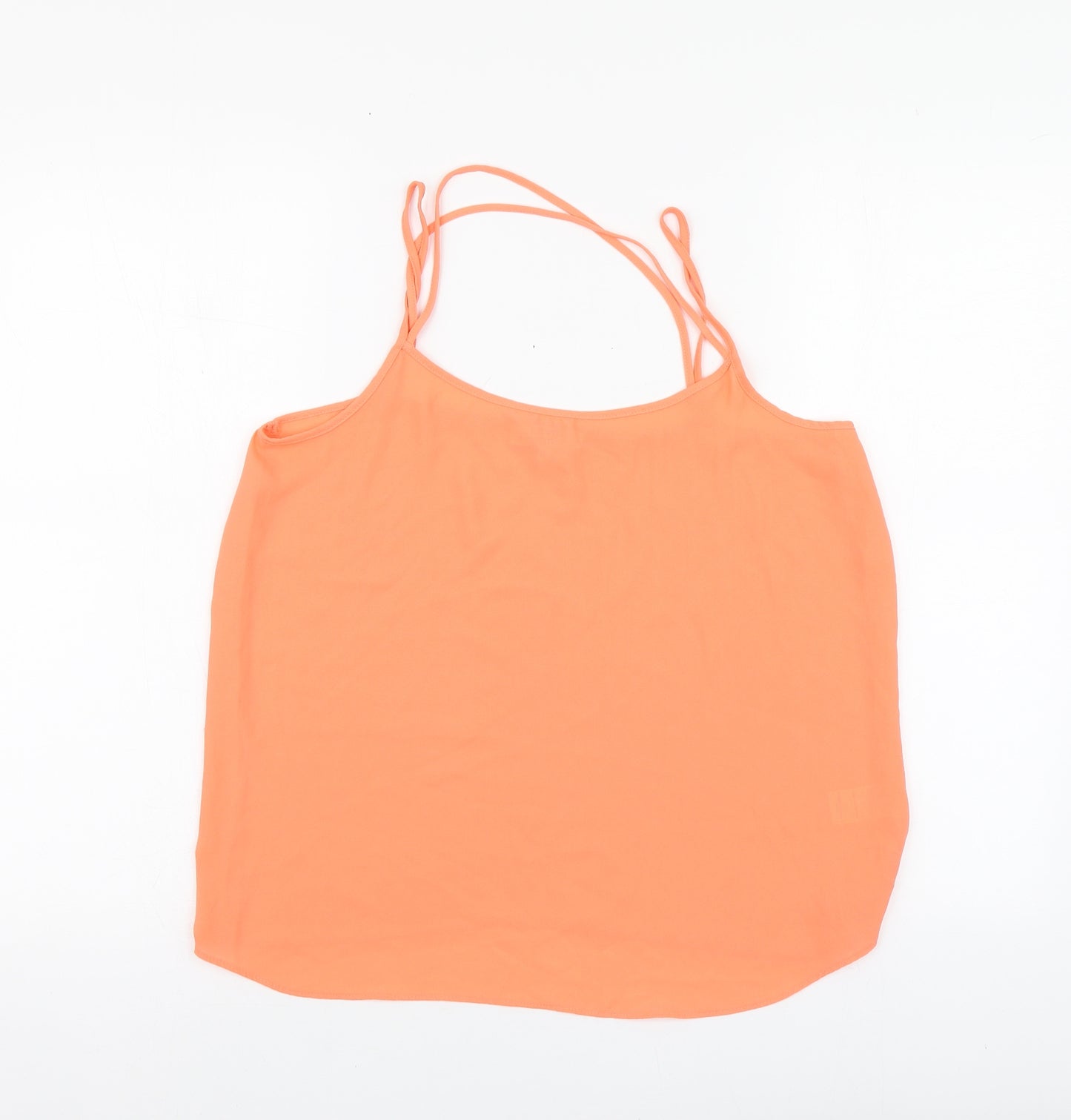 Papaya Womens Orange Polyester Basic Blouse Size 12 Round Neck