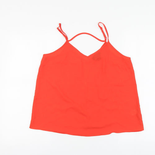 Primark Womens Orange Polyester Basic Blouse Size 12 Round Neck