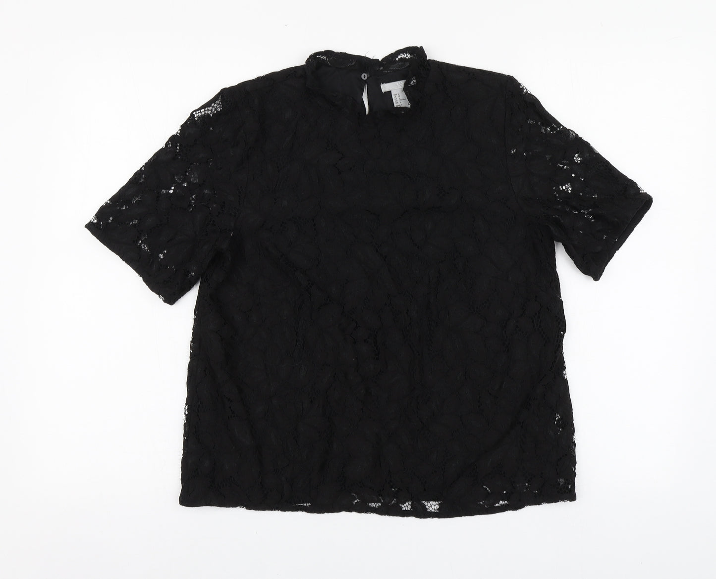 H&M Womens Black Polyamide Basic Blouse Size M Round Neck