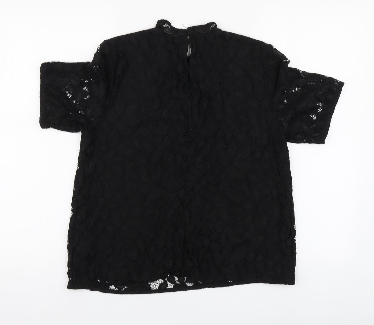 H&M Womens Black Polyamide Basic Blouse Size M Round Neck