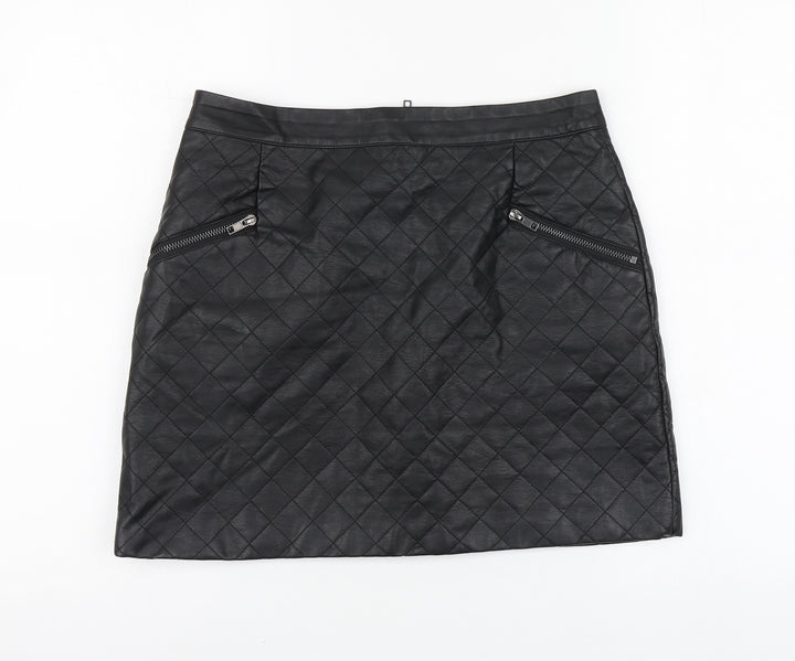 By Very Womens Black Polyurethane Mini Skirt Size 10