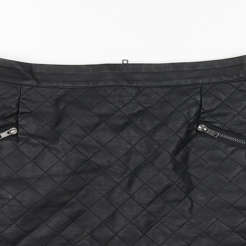 By Very Womens Black Polyurethane Mini Skirt Size 10