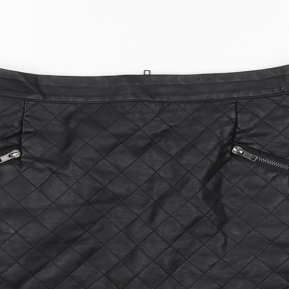 By Very Womens Black Polyurethane Mini Skirt Size 10
