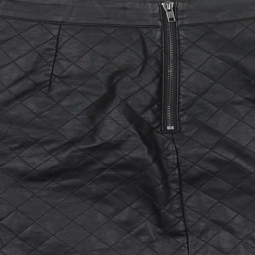 By Very Womens Black Polyurethane Mini Skirt Size 10