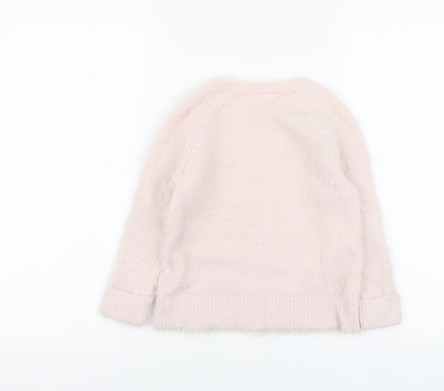 H&M Girls Pink Round Neck Polyamide Pullover Jumper Size 6-7 Years