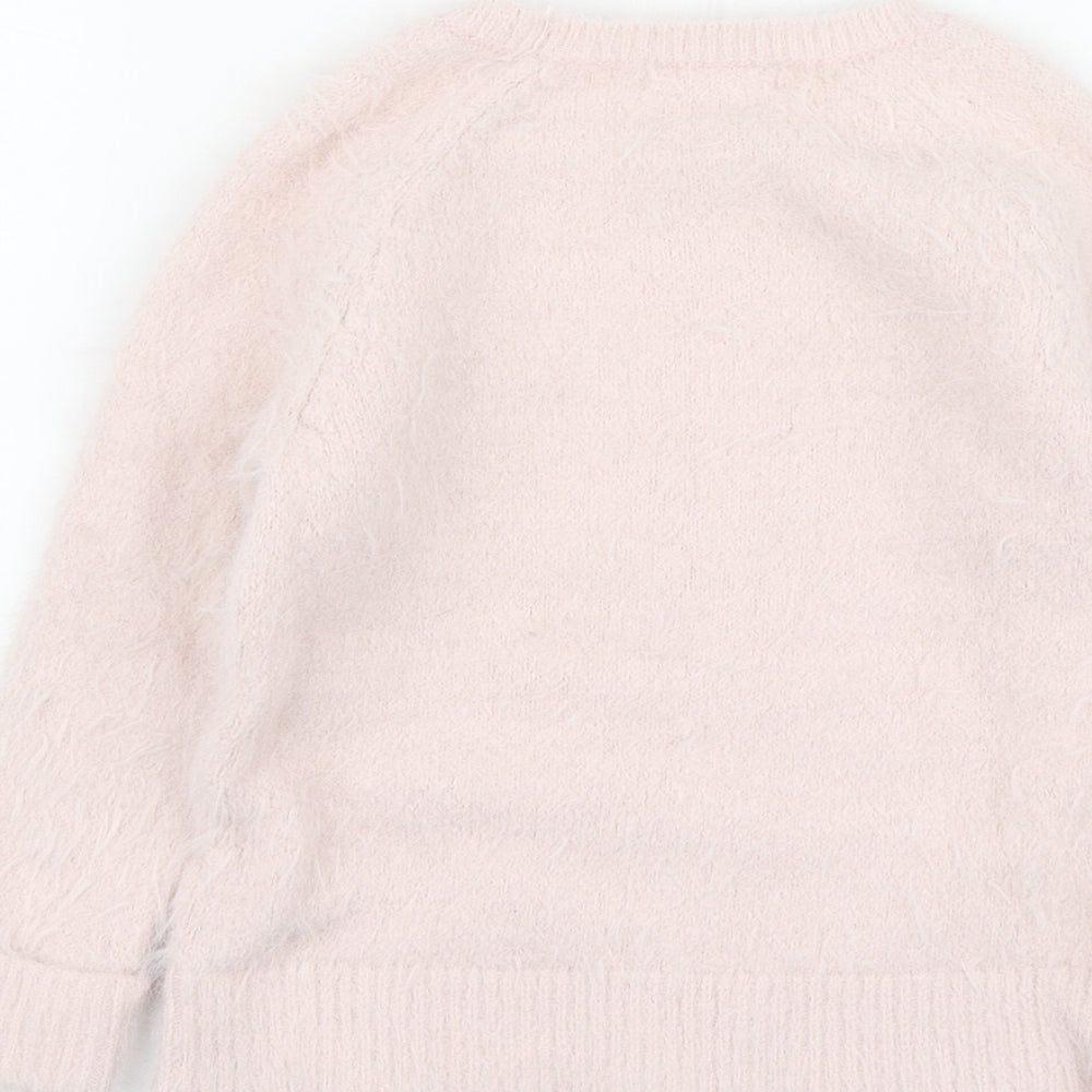 H&M Girls Pink Round Neck Polyamide Pullover Jumper Size 6-7 Years
