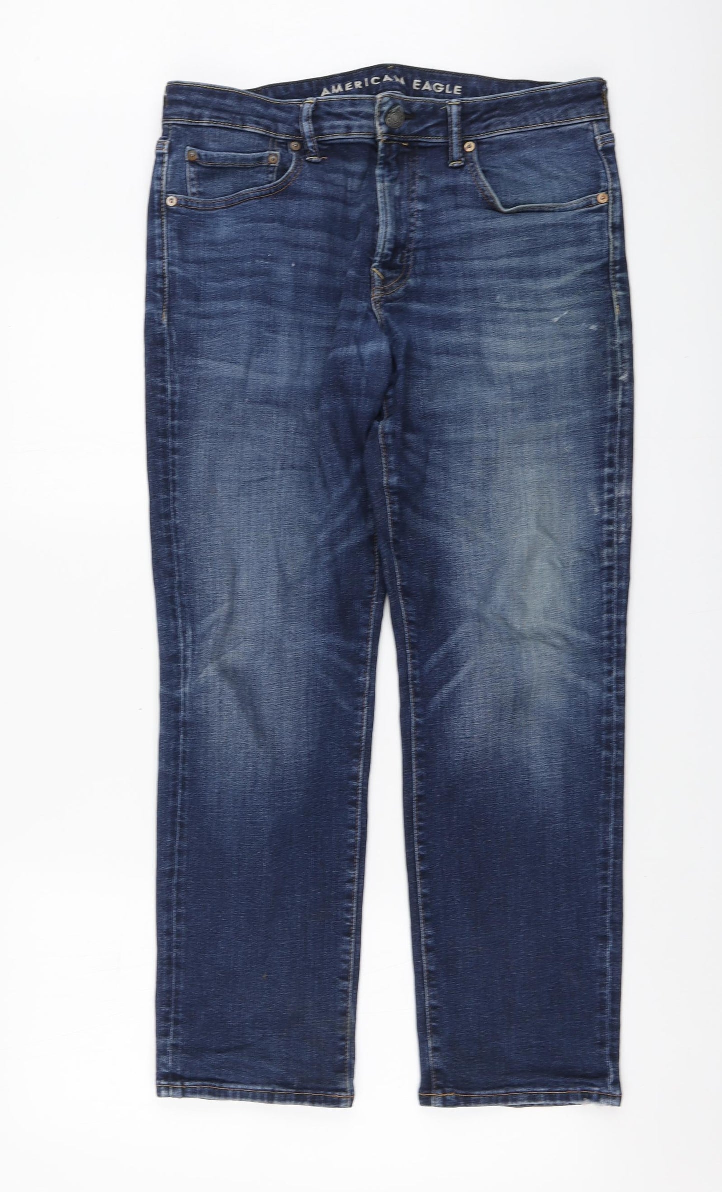 American Eagle Mens Blue Cotton Straight Jeans Size 34 in L28 in Regular