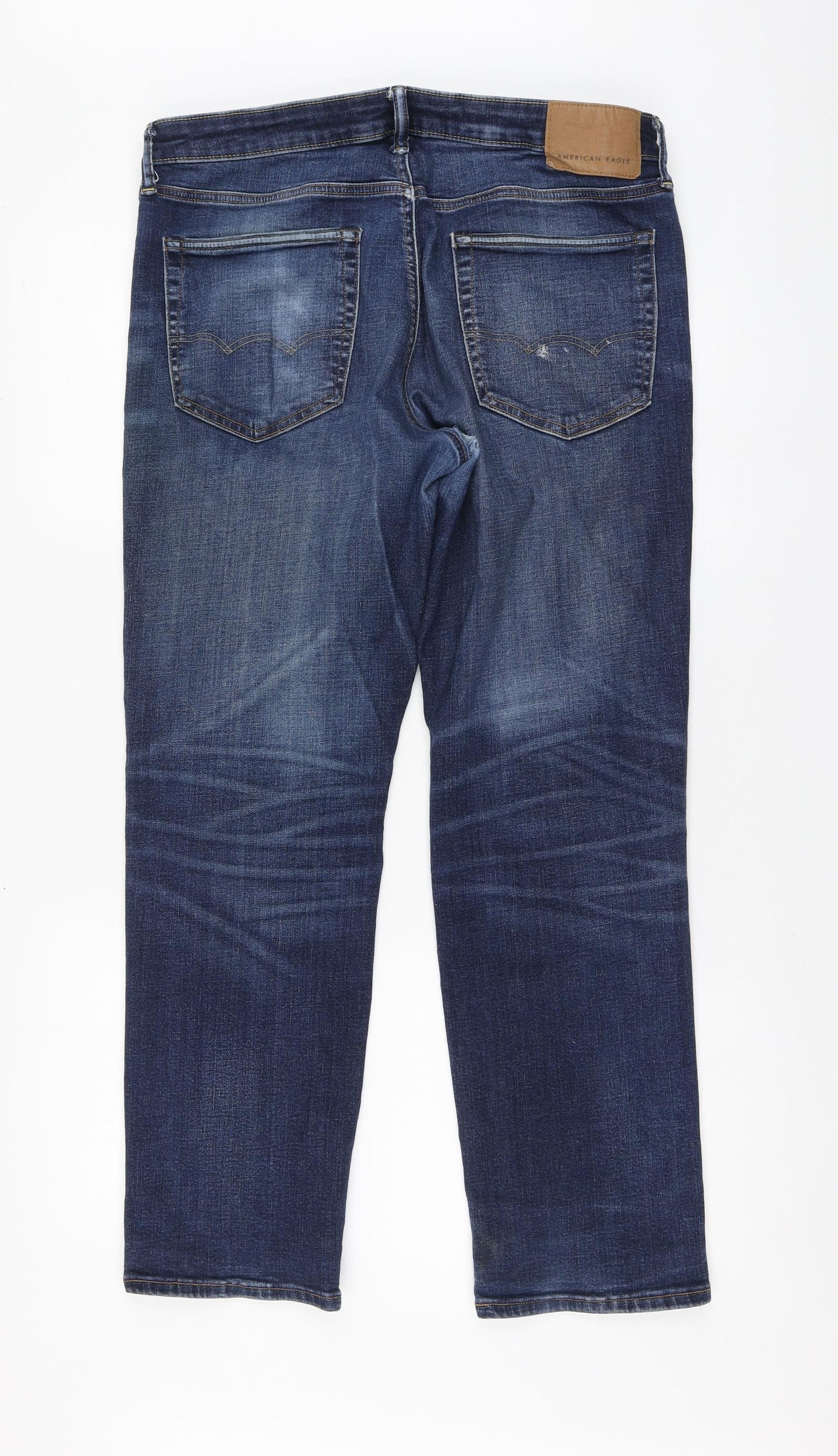 American Eagle Mens Blue Cotton Straight Jeans Size 34 in L28 in Regular