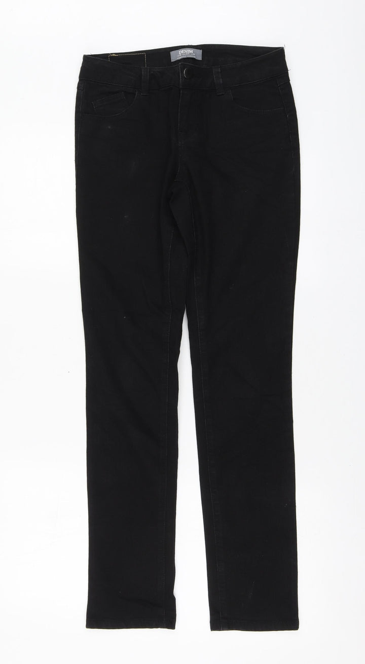 Dorothy Perkins Womens Black Cotton Mom Jeans Size 6 L29 in Regular