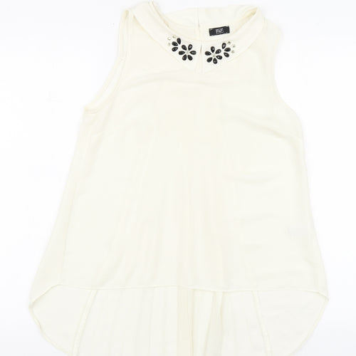 F&F Womens Ivory Polyester Basic Blouse Size 8 Round Neck