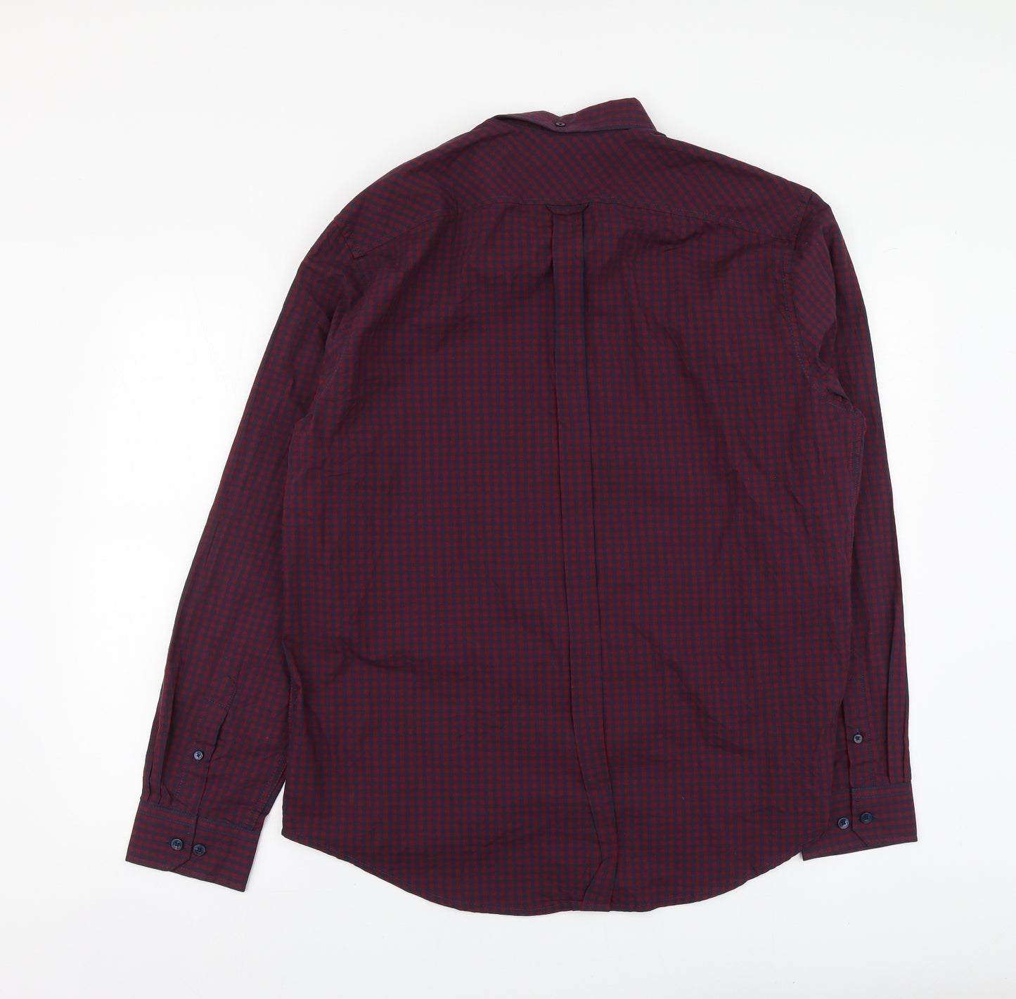 Ben Sherman Mens Purple Check Cotton Button-Up Size XL Collared