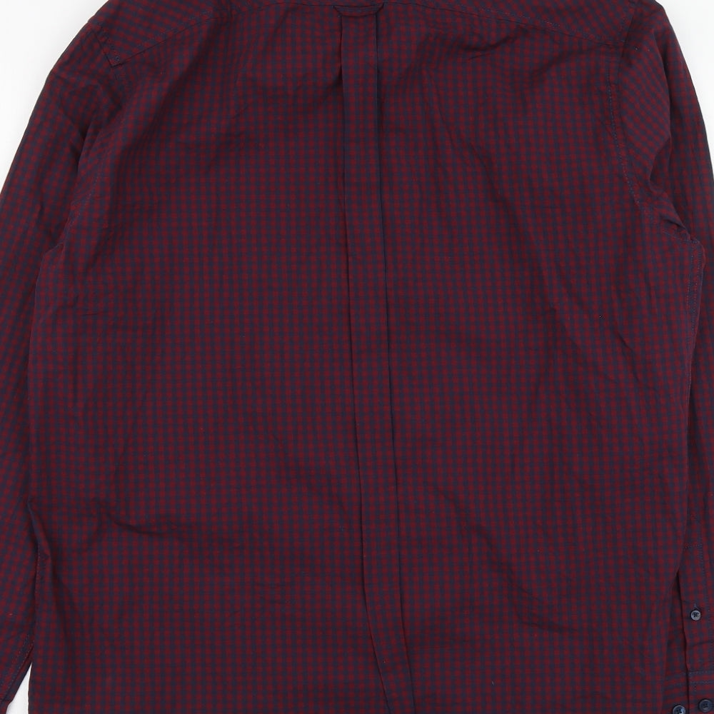 Ben Sherman Mens Purple Check Cotton Button-Up Size XL Collared