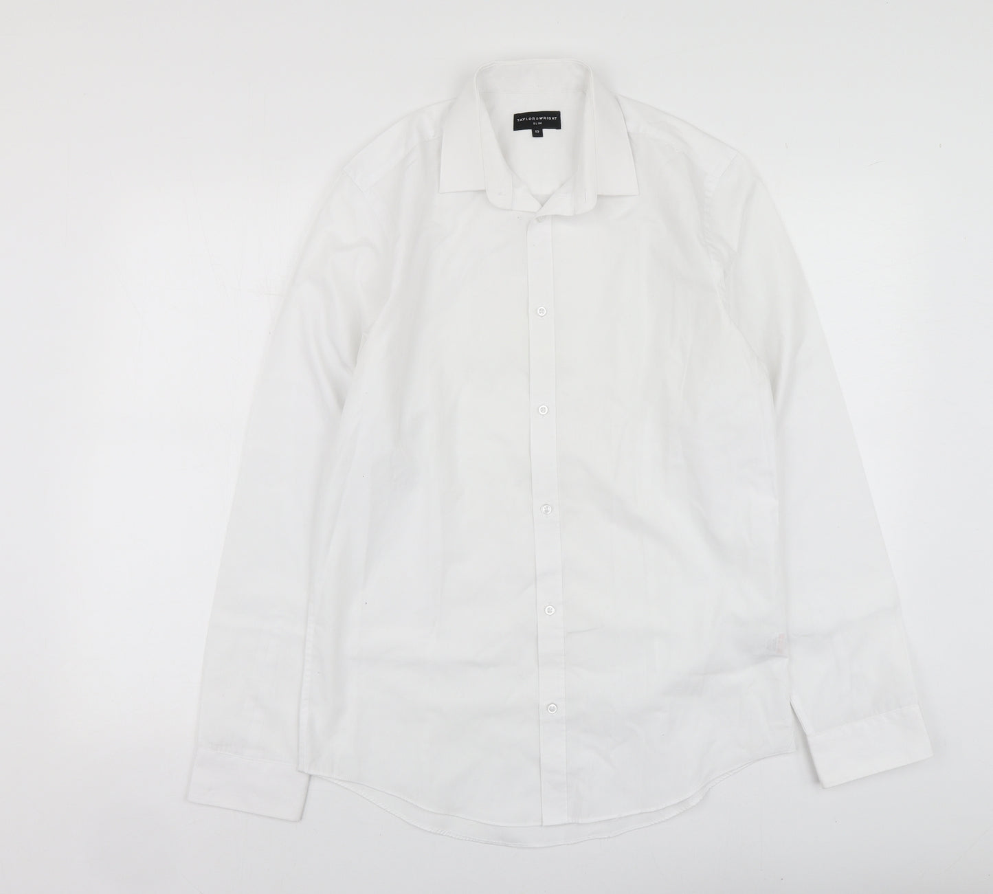 Taylor&Wright Mens White Polyester Button-Up Size 15 Collared