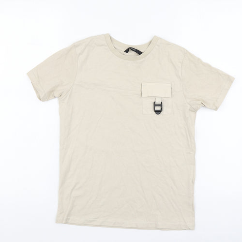 George Boys Beige Cotton Basic Polo Size 9-10 Years Round Neck