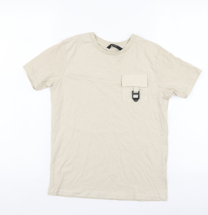 George Boys Beige Cotton Basic Polo Size 9-10 Years Round Neck